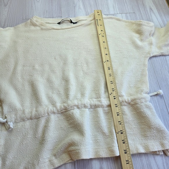 Vero Moda Women's Top Textured Cotton/Linen Cream Small Waist Ties Classic *READ - Picture 12 of 12